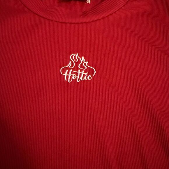 No Comment Hottie Red Stretch Crop Ribbed Tee Size Junior's Large - Picture 1 of 6